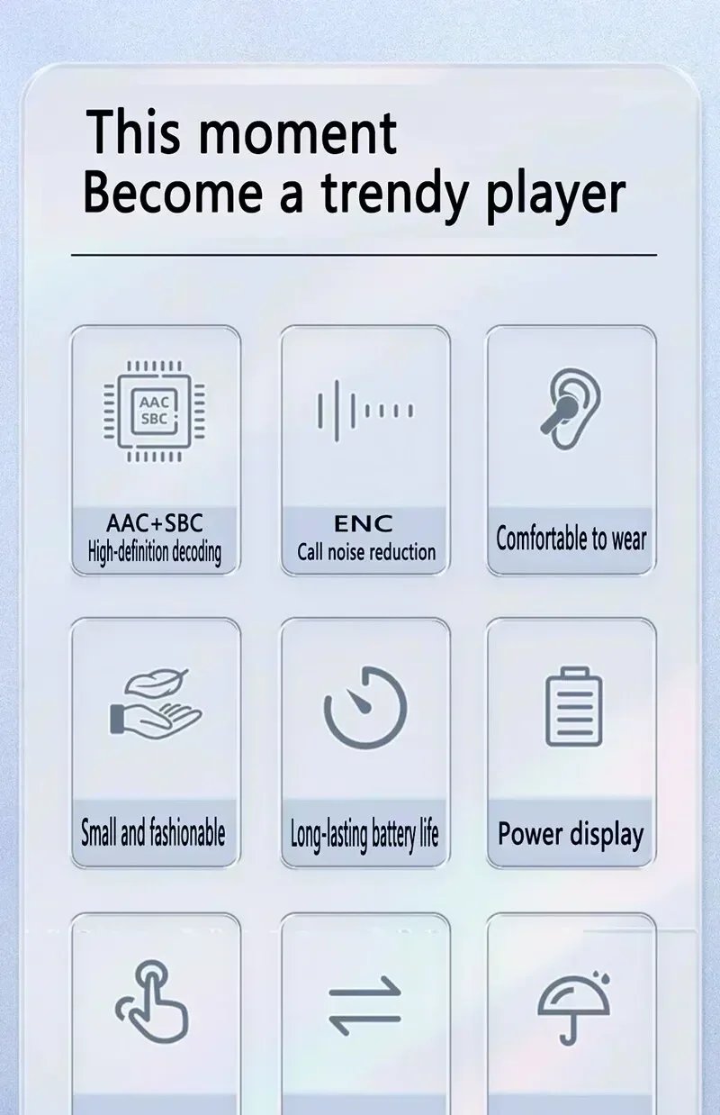 T2 Tws Wireless Bluetooth Headset Transparent Headphones ENC Power Digital Display Stereo Sound Earphones for All Smartphones