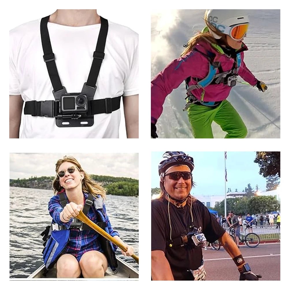 Chest Harness Mount Adjustable Chest Strap Belt with J Hook Compatible for Gopro Hero 12 11 10 9 AKASO Action Camera Accessories