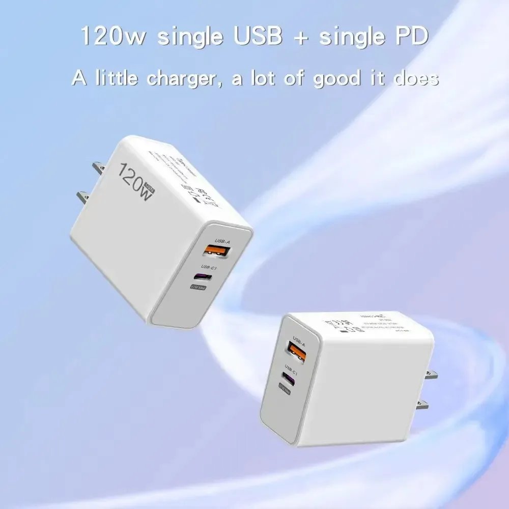 120W USB Fast Charger With Type C Cable Fast Charging Adapter For iPhone 16 Samsung Xiaomi Huawei PD Cell Phones Quick Charger