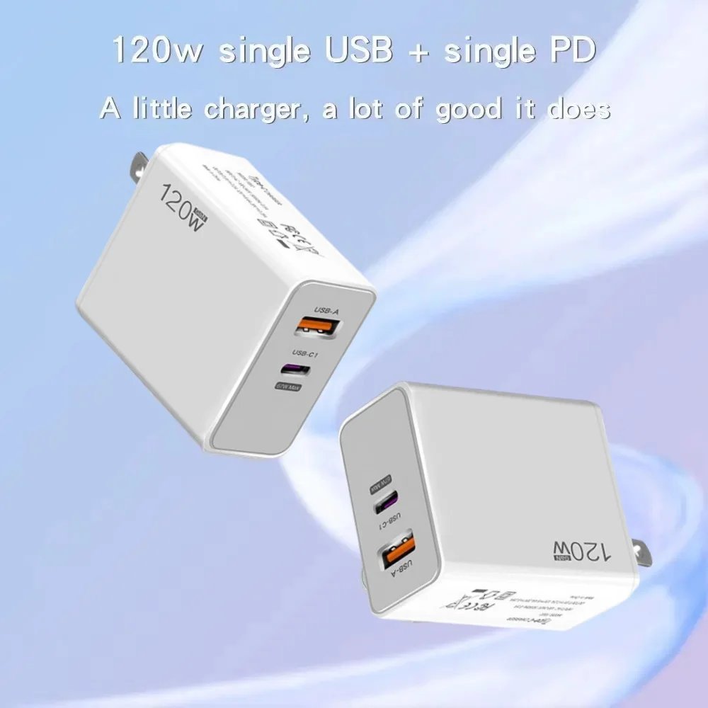 120W USB Fast Charger With Type C Cable Fast Charging Adapter For iPhone 16 Samsung Xiaomi Huawei PD Cell Phones Quick Charger
