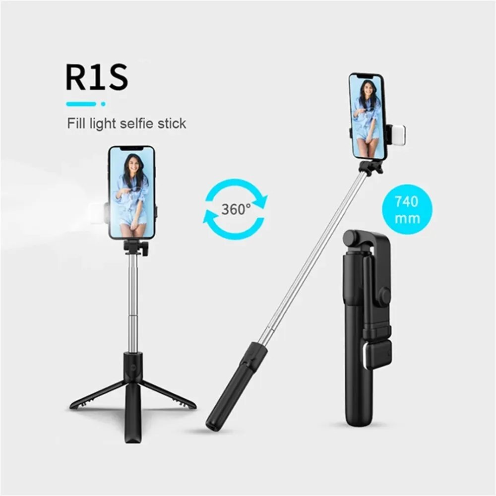 Portable Bluetooth Selfie Stick Tripod Holder with Remote Shutter Fill Light Extendable Wireless Remote Retractable Phone Stand Portable Bluetooth Selfie Stick Tripod Holder with Remote Shutter Fill Light Extendable Wireless Remote Retractable Phone Stand