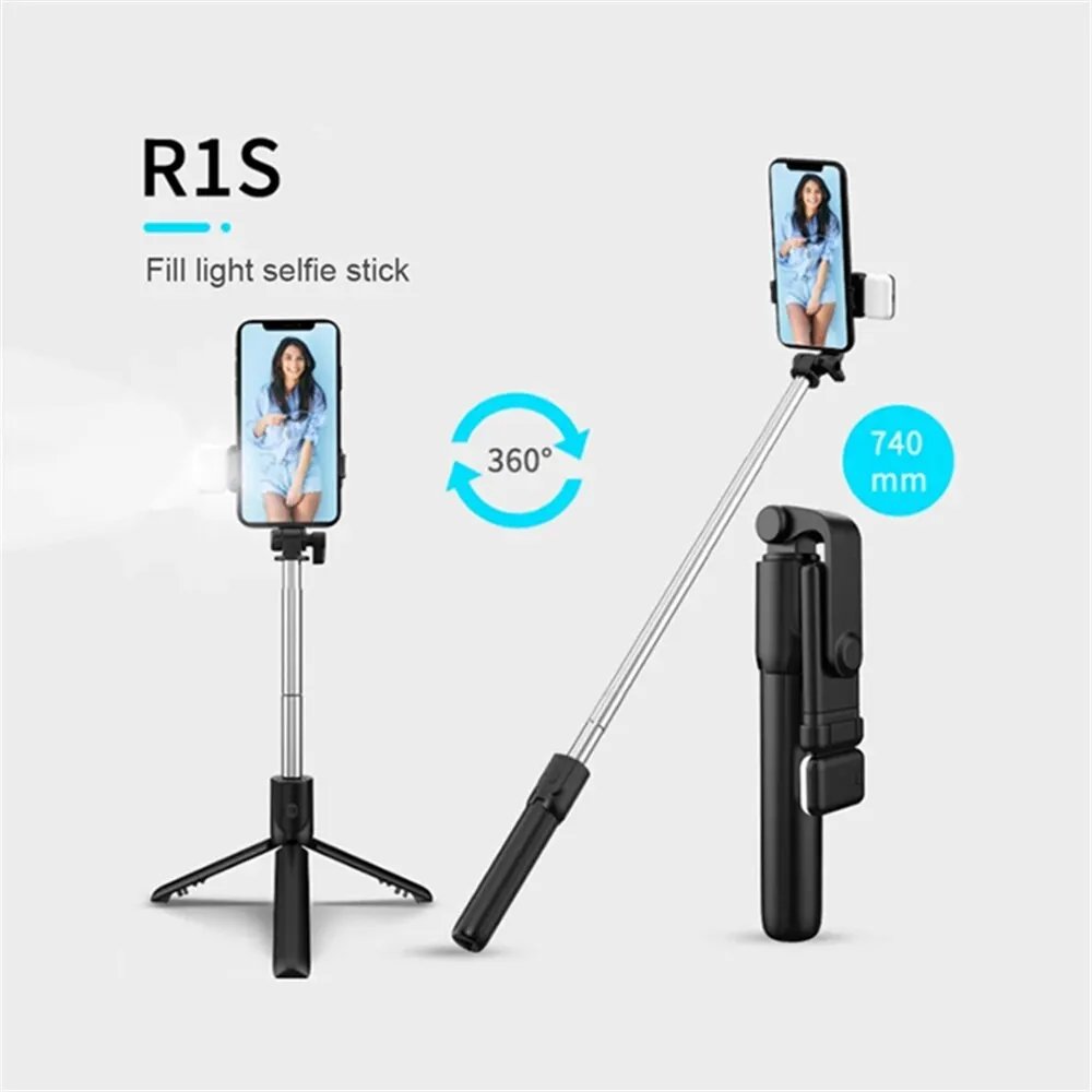 Portable Bluetooth Selfie Stick Tripod Holder with Remote Shutter Fill Light Extendable Wireless Remote Retractable Phone Stand Portable Bluetooth Selfie Stick Tripod Holder with Remote Shutter Fill Light Extendable Wireless Remote Retractable Phone Stand