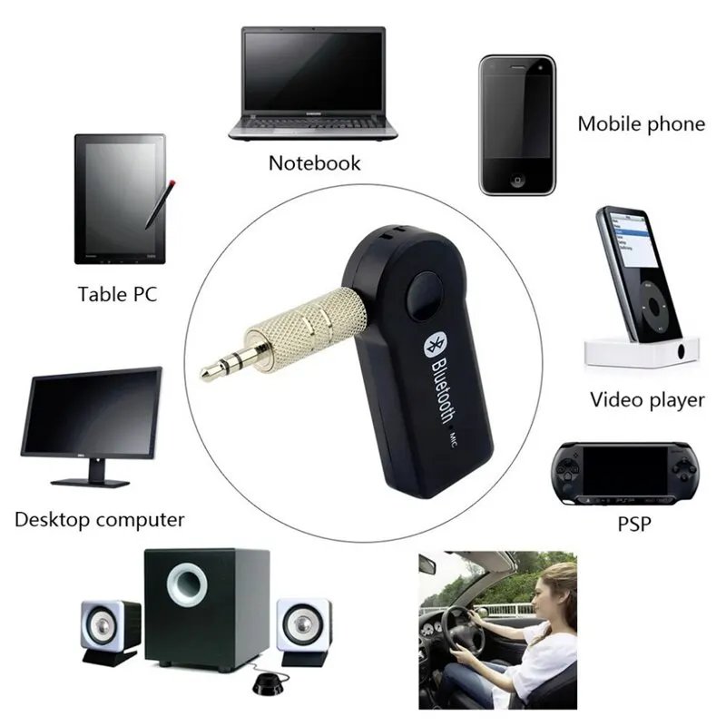 Aux Car Bluetooth 5.0 Receiver 3.5mm 3.5 AUX Jack Stereo Music Audio Car Transmitter Speaker Amplifier Wireless Adapter with Mic