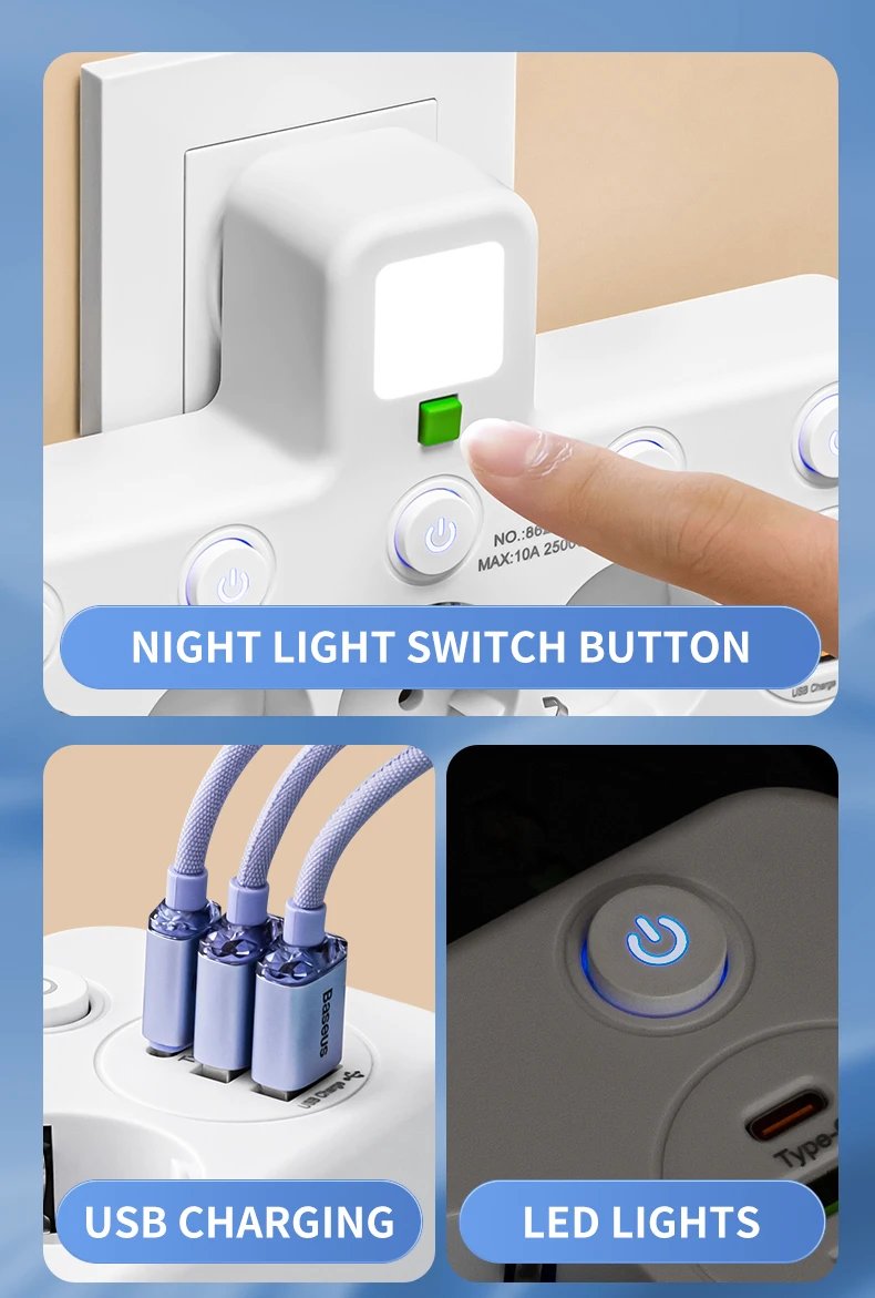 EU Plug Outlet 5 Sockets   Electrical Socket No Extension Cord With or without it  USB  Type-C Ports Two specifications