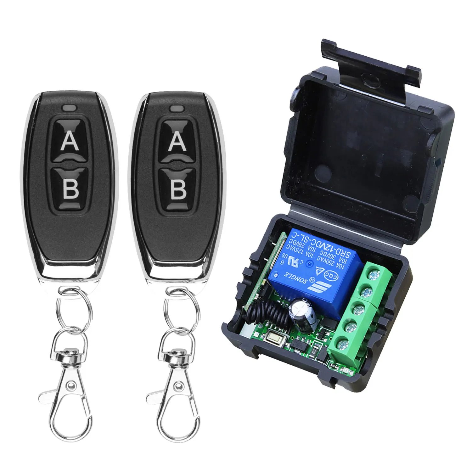433Mhz Remote Control Wireless Switch DC 12V 1CH RF 10A Relay Receiver and 2CH Transmitter For Door Electromagnetic Lock 433Mhz Remote Control Wireless Switch DC 12V 1CH RF 10A Relay Receiver and 2CH Transmitter For Door Electromagnetic Lock