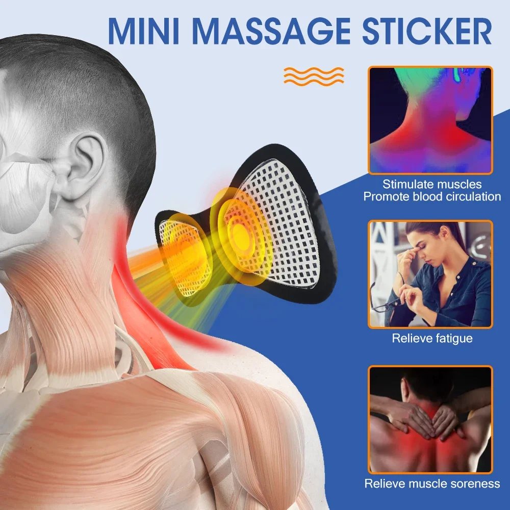 EMS Neck Massager Electric Cervical Vertebra Massage Patch for Muscle Pain Relief & Shoulder Relaxation Portable Neck Stretcher