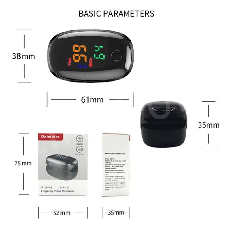Pulse Oximeter Finger Clip Pulse Thermometer Electronic Soft Head Oral Armpit Temperature Measurement Household Adults Children