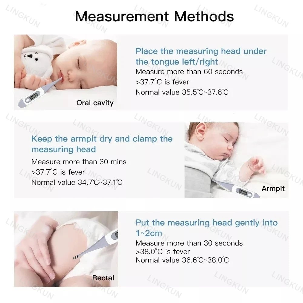 Pulse Oximeter Finger Clip Pulse Thermometer Electronic Soft Head Oral Armpit Temperature Measurement Household Adults Children