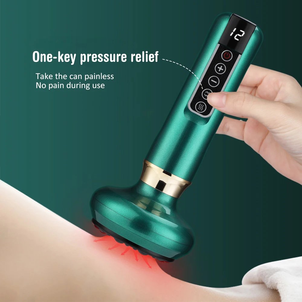 Electric Cupping Massager Vacuum Suction Cup GuaSha Anti Cellulite Beauty Health Scraping Infrared Heat Body Slimming Massage