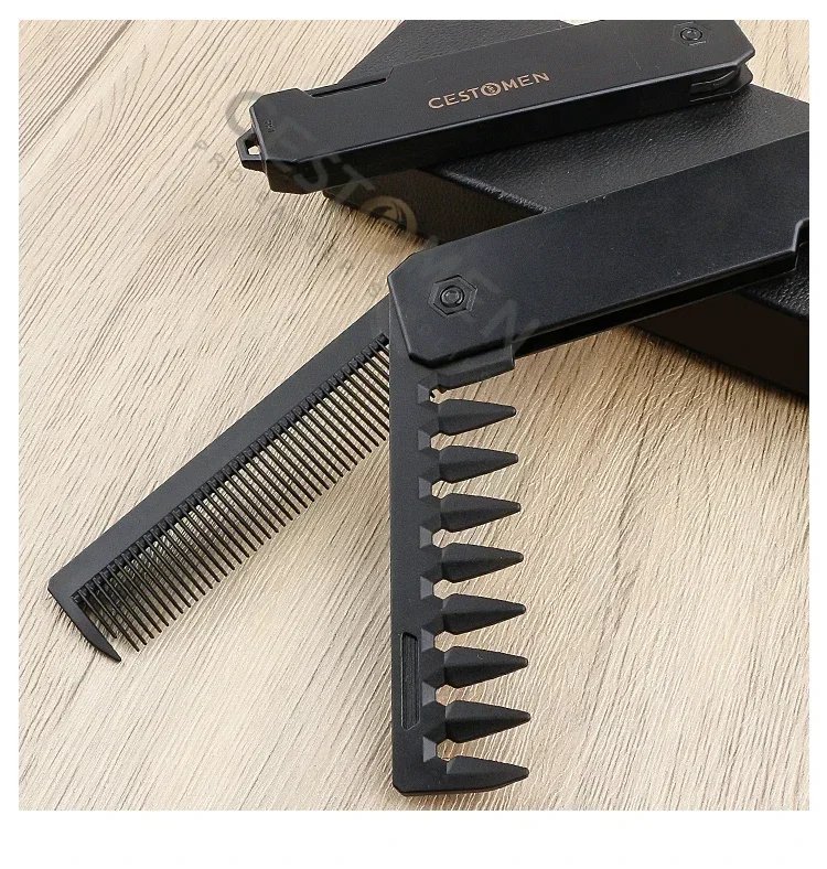 New 2 in 1 Pocket Folding Combs Plastic Wide Tooth Oil Head Comb Beard Combing Barber Hair Clipper Comb Salon Hair Styling Tools
