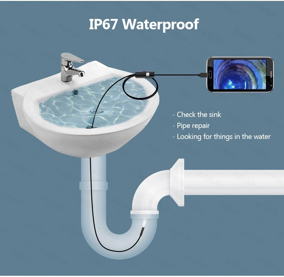 KERUI Android Endoscope Camera 2 IN1 Micro USB Type C Borescope Mini Camera Waterproof LED Car Inspection For HUAWEI XIAOMI PC