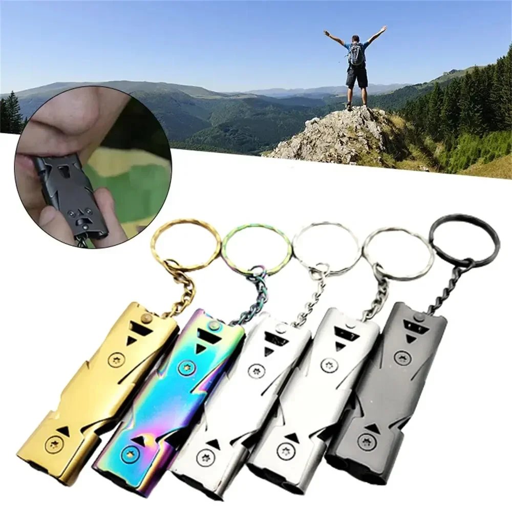 Double Pipe Whistle Pendant Keychain High Decibel Portable Outdoor Survival Emergency Camping Tool Multifunction 1PC