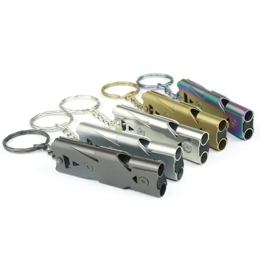 Double Pipe Whistle Pendant Keychain High Decibel Portable Outdoor Survival Emergency Camping Tool Multifunction 1PC