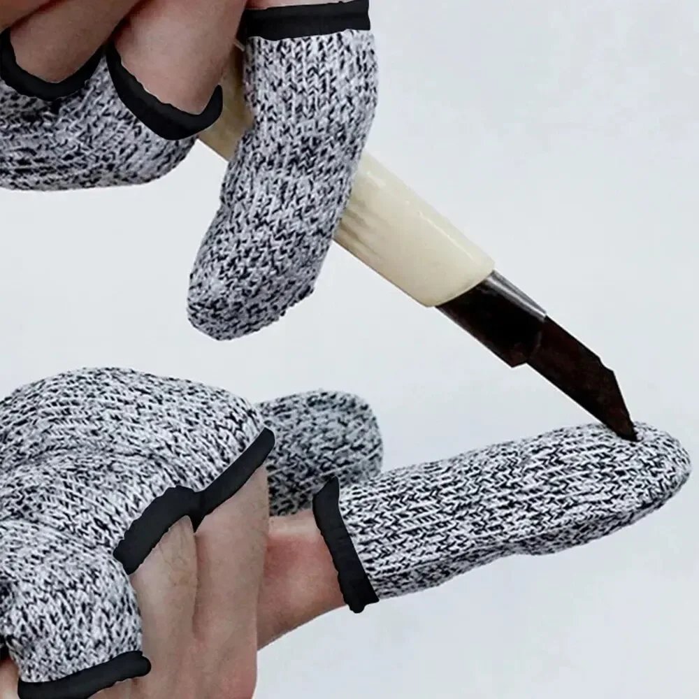 10Pcs Anti-Cut Finger Cover Finger Protector Sleeve Level 5 High-Strength Safety Flexible Anti Cut Fingertip Gloves Kitchen Tool