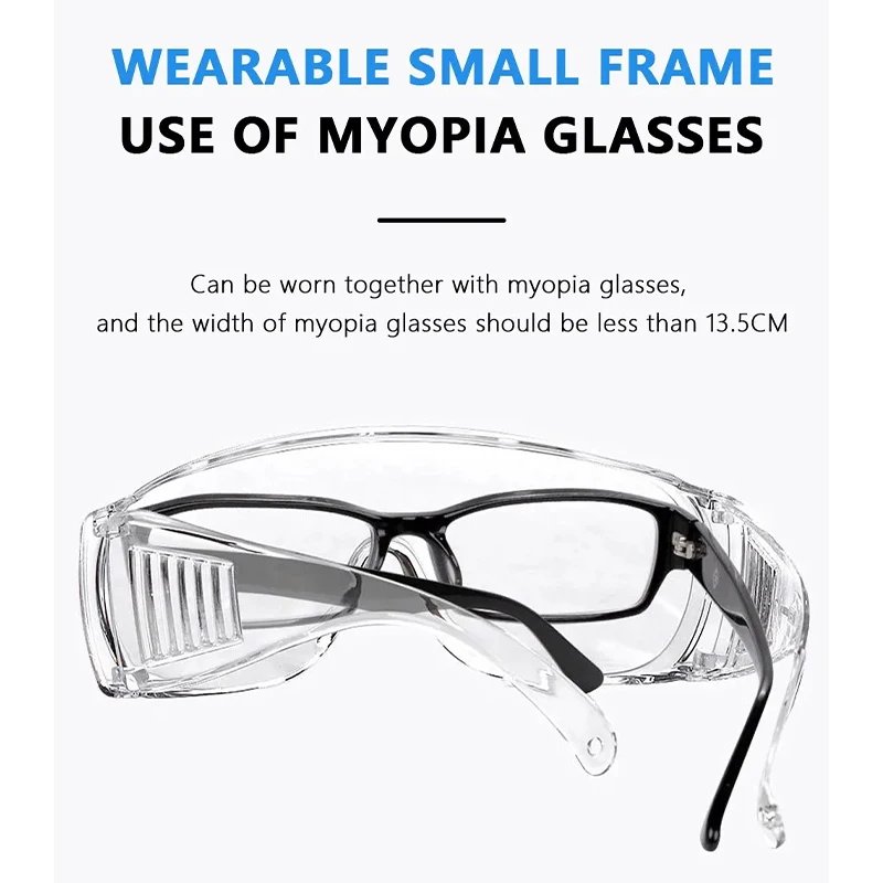 1pc Safety Glasses Anti Fog Goggles Vented Sides Shields PC Frame Spectacles for Lab Medical Anti-impact Labor Protection Glasse