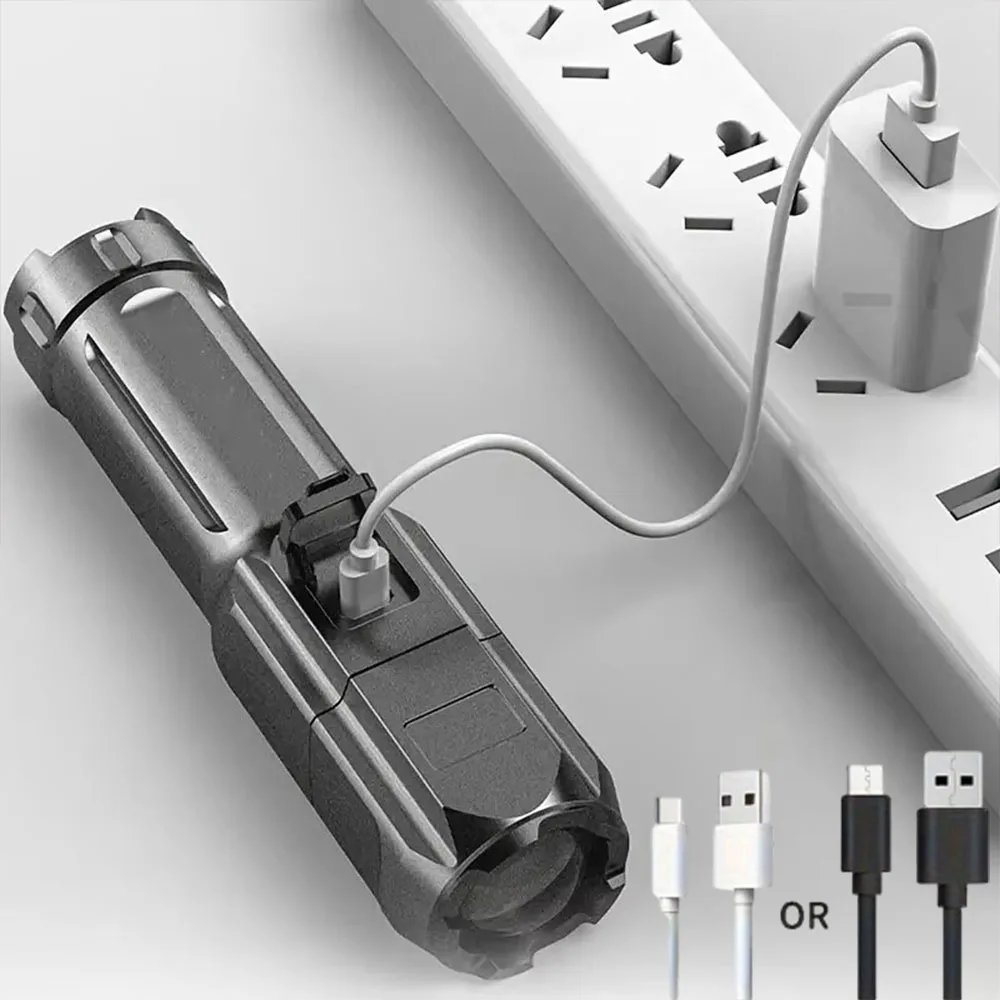 LED Flashlight Strong Light USB Rechargeable Waterproof Zoom Emergency Lights For Outdoor Camping Fishing Work Lighting Lamp LED Flashlight Strong Light USB Rechargeable Waterproof Zoom Emergency Lights For Outdoor Camping Fishing Work Lighting Lamp