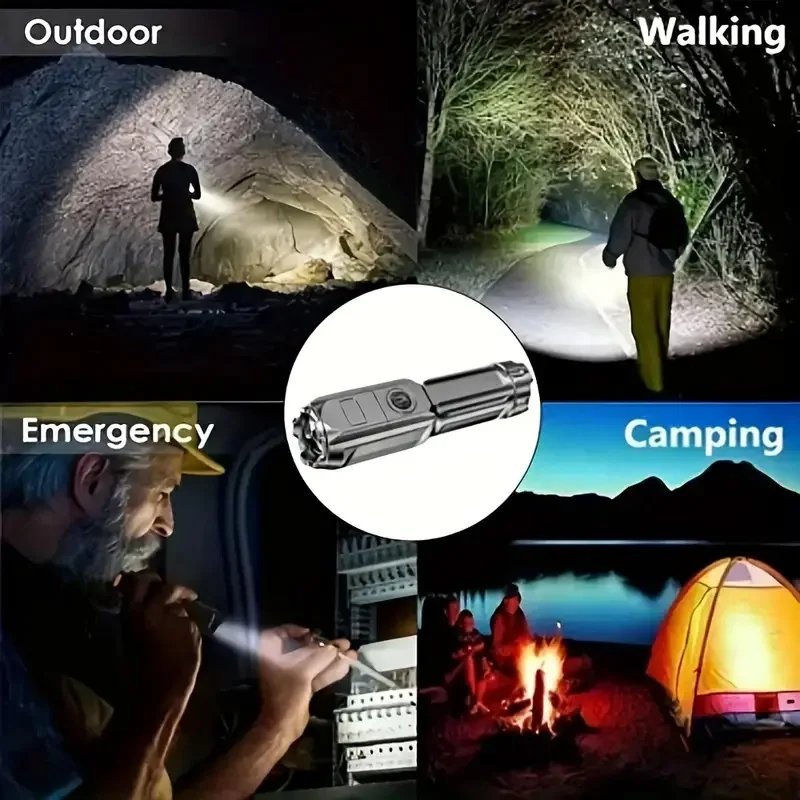 LED Flashlight Strong Light USB Rechargeable Waterproof  Zoom Emergency Lights For Outdoor Camping Fishing Work Lighting Lamp