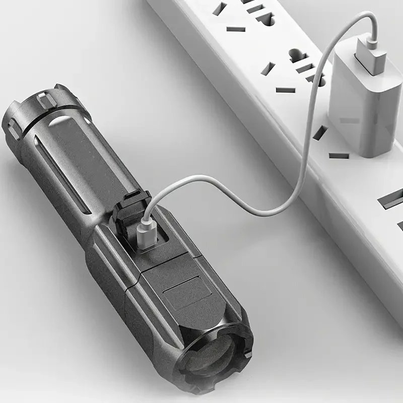 LED Flashlight Strong Light USB Rechargeable Waterproof  Zoom Emergency Lights For Outdoor Camping Fishing Work Lighting Lamp