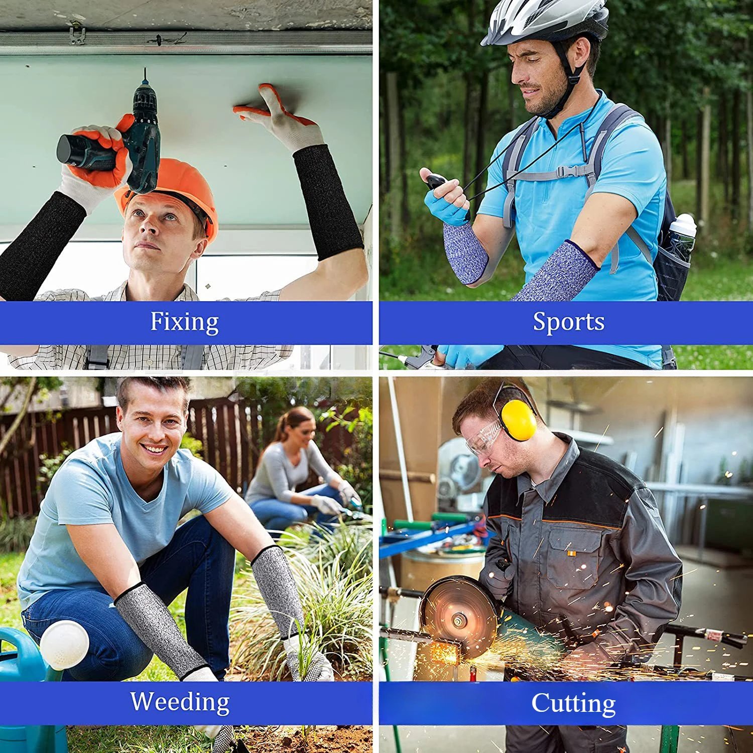 1Pc Level 5 HPPE Cut Resistant Anti-Puncture Work Protection Arm Sleeve Cover Cut-resistant Arm Sleeve ED-shipping