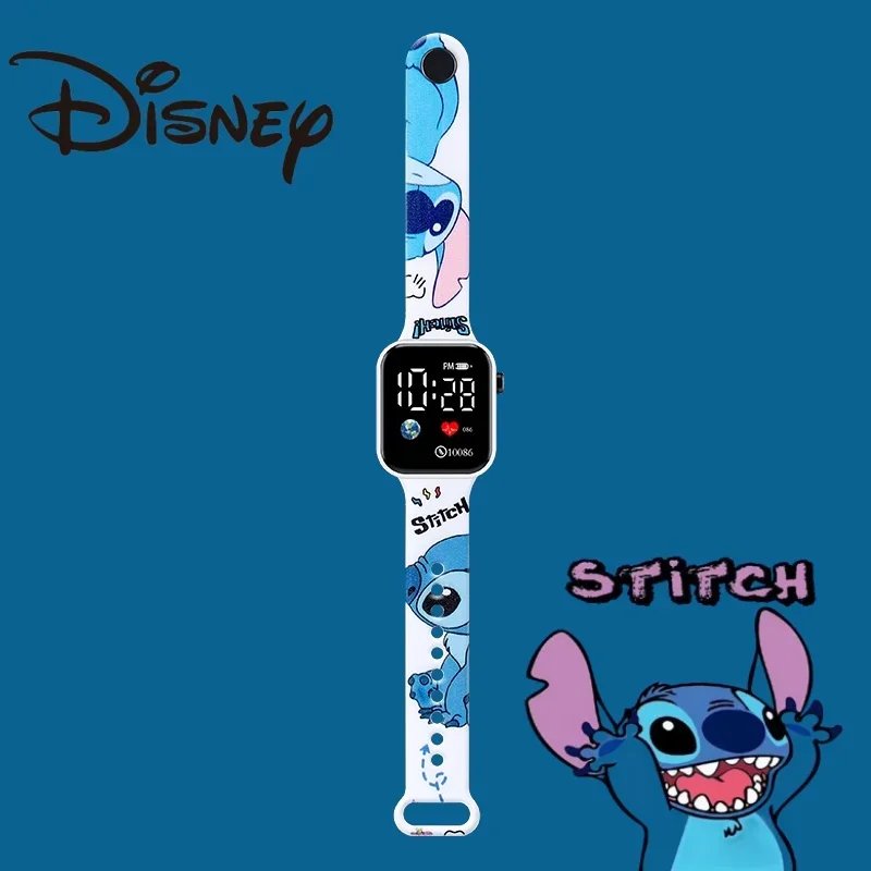 Disney's new Stitch cartoon color printed student LED electronic watch fashionable printed square Y1 button electronic watch