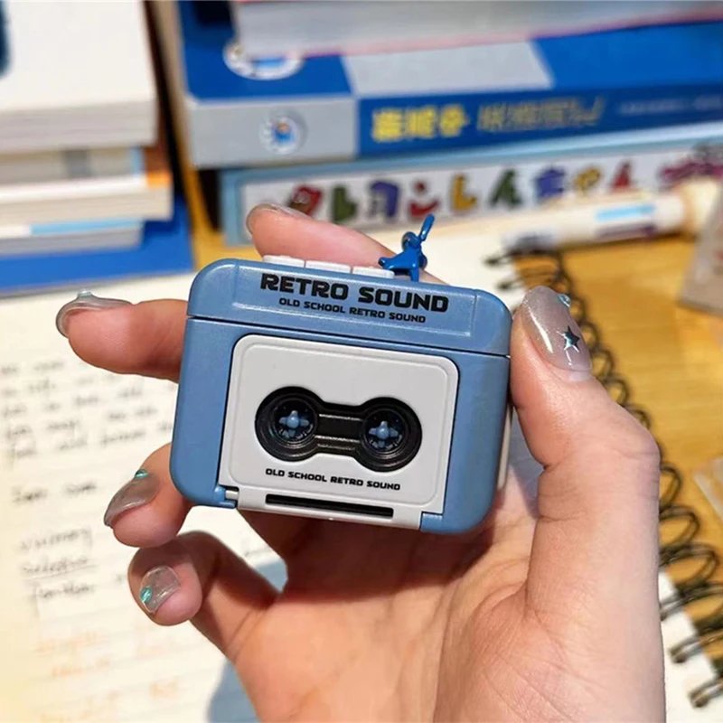 Retro Recorder Mini Portable Fun Music Box With Sound Decompression Ornament Keychain Schoolbag Small Pendant Friends Gifts