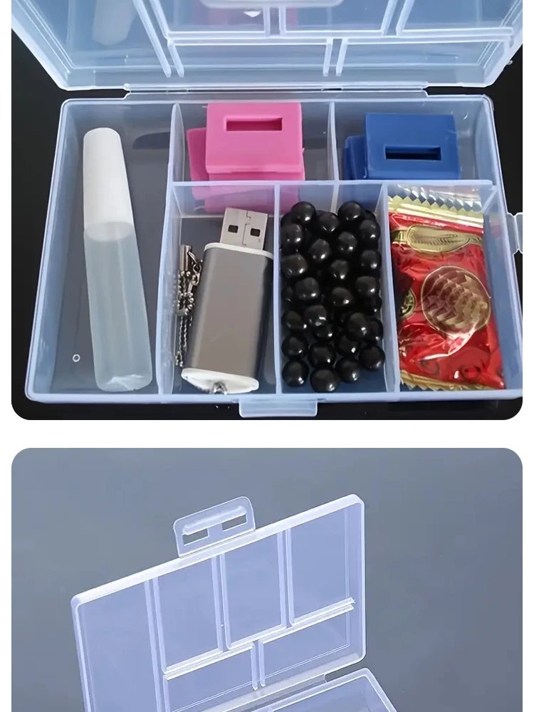 Jewellery Storage Box Transparent Double Buckle Earring and Ring Storage Box Nail Drill Accessories Storage Organiser