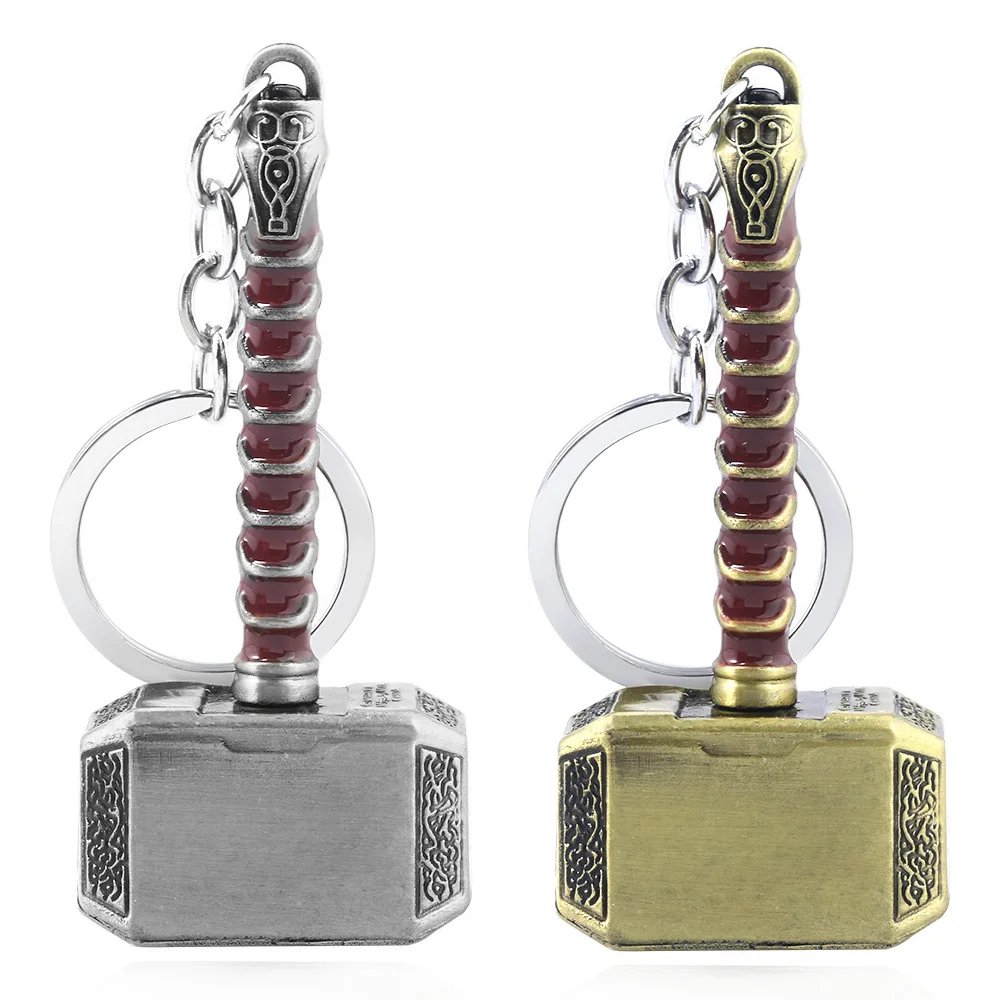 Thor Hammer Metal Keychain Movie Key Ring Cosplay Prop Key Holder For Fans Bag Ornament Car Pendant Gift