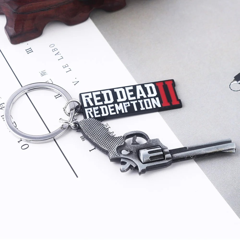 Game RDR2 Arthur Morgan Revolver Keyring Red Dead Redemption 2 Keychain Pendant Fans Gift Cosplay For Men Women Backpack Jewelry