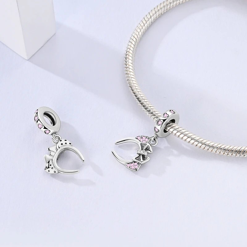 Fit Original 925 Sterling Silver Charms Beads Bow Perfume Bottle Pink Charms for Women Fine DIY Birthday Jewelry Gifts