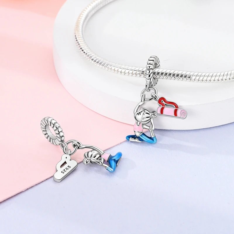 Fit Original 925 Sterling Silver Charms Beads Bow Perfume Bottle Pink Charms for Women Fine DIY Birthday Jewelry Gifts