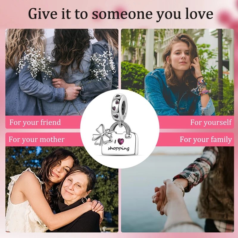 Fit Original 925 Sterling Silver Charms Beads Bow Perfume Bottle Pink Charms for Women Fine DIY Birthday Jewelry Gifts