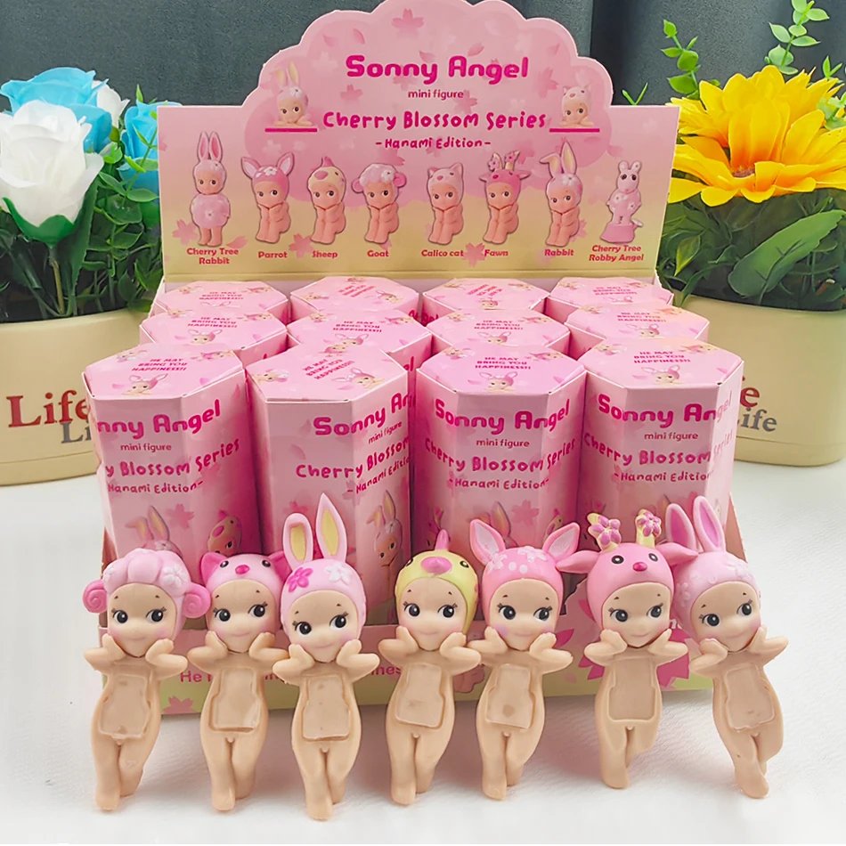S Angel Cherry Blossom Blind Box standting Sakura Rabbit Surprise Tideplay Toy Doll Handmade Lucky Mascot Gift Mystery Boxes