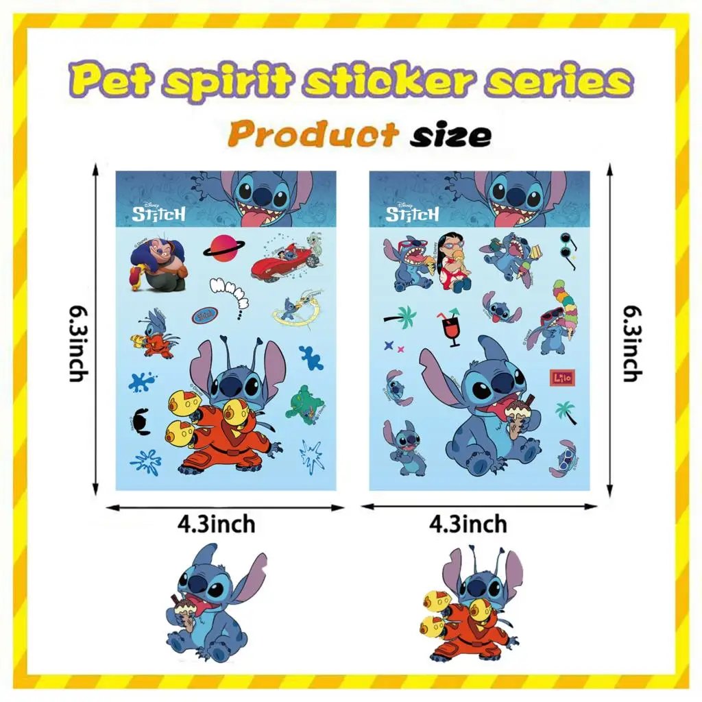 32Sheets Children DIY Puzzle Sticker Cartoon Stitch Character Assemble Stickers Kids Toys Boys Girls Gifts