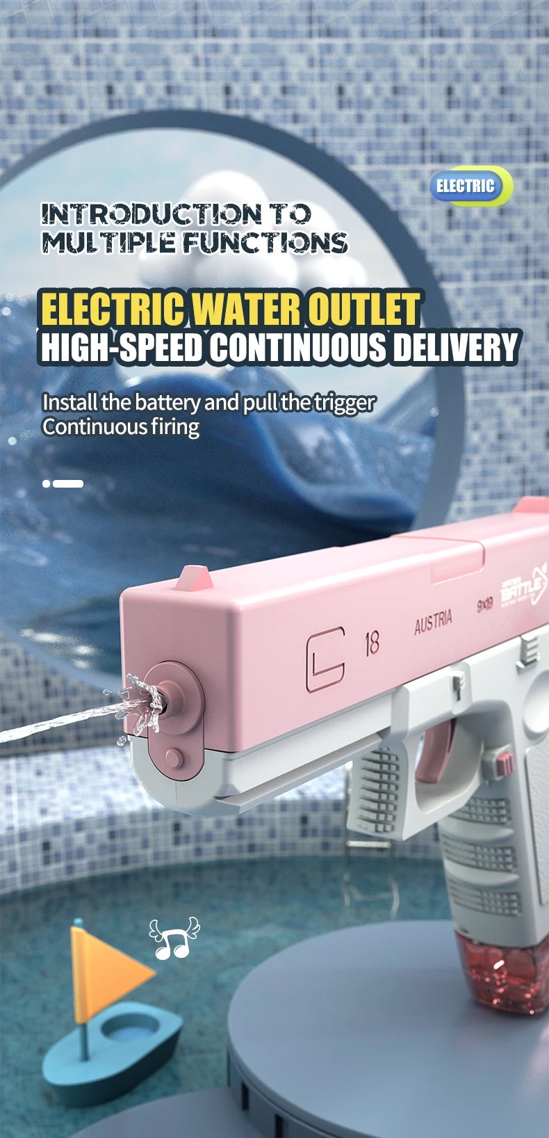 New Water Gun Electric M416 Pistol Shooting Toy Full Automatic Summer Beach Outdoor Fun Toy For Children Boys Girls Adults Gift