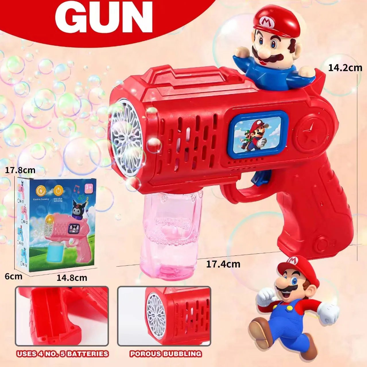 New Stitch Electric Bubble Gun Kids Toy Bubbles Machine Automatic Soap Blower With Light Outdoor Games Boys And Girls Gift