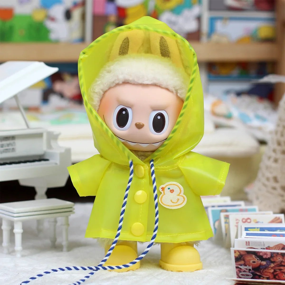 17cm Labubu Raincoat Doll Clothes Heartbeat Macaron Outfits Labubu Accessories