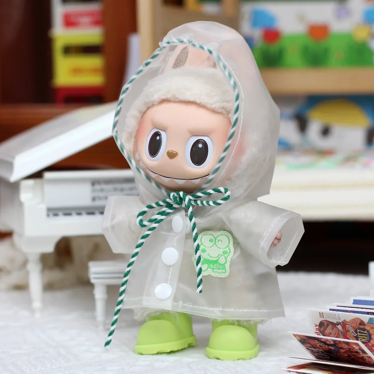 17cm Labubu Raincoat Doll Clothes Heartbeat Macaron Outfits Labubu Accessories 17cm Labubu Raincoat Doll Clothes Heartbeat Macaron Outfits Labubu Accessories