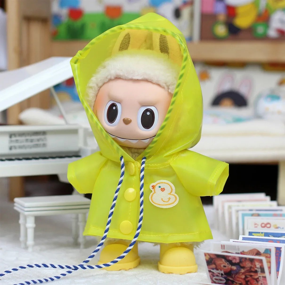 17cm Labubu Raincoat Doll Clothes Heartbeat Macaron Outfits Labubu Accessories 17cm Labubu Raincoat Doll Clothes Heartbeat Macaron Outfits Labubu Accessories