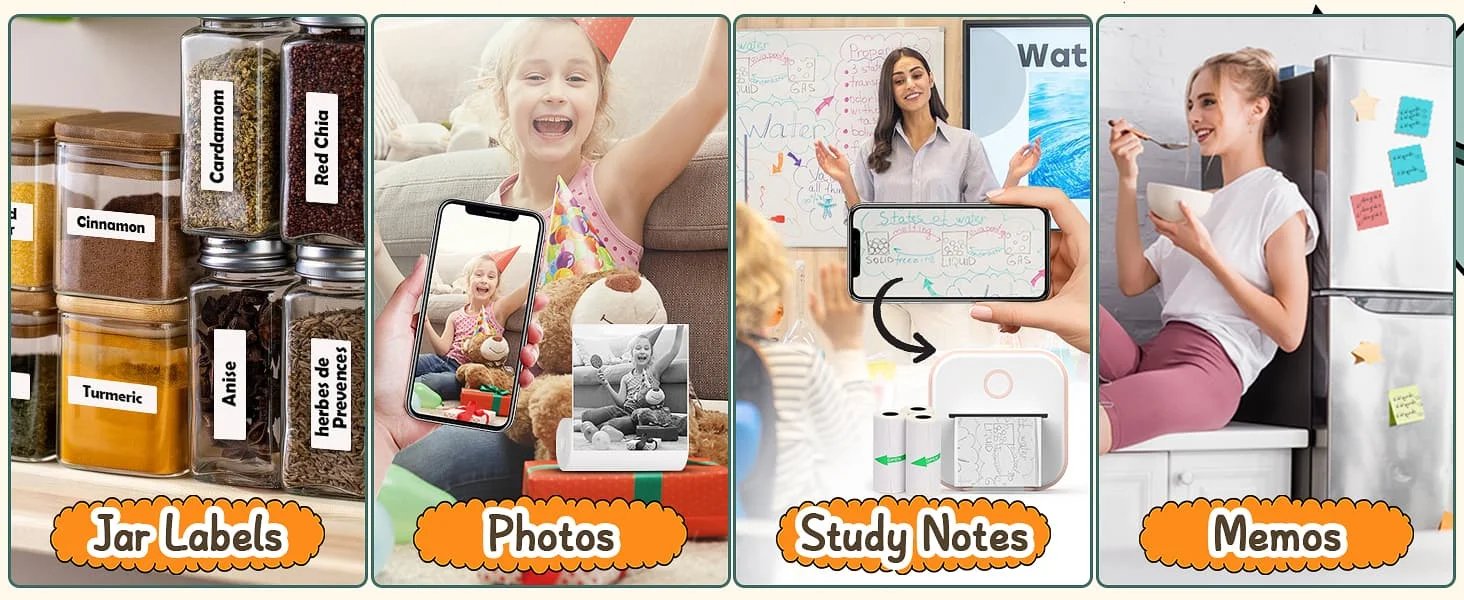 Mini Printer Sticker Paper, Thermal Paper Rolls For T02/M02 and Mini Printer, Smooth Color Self-Adhesive Paper 25X57mm Paperang