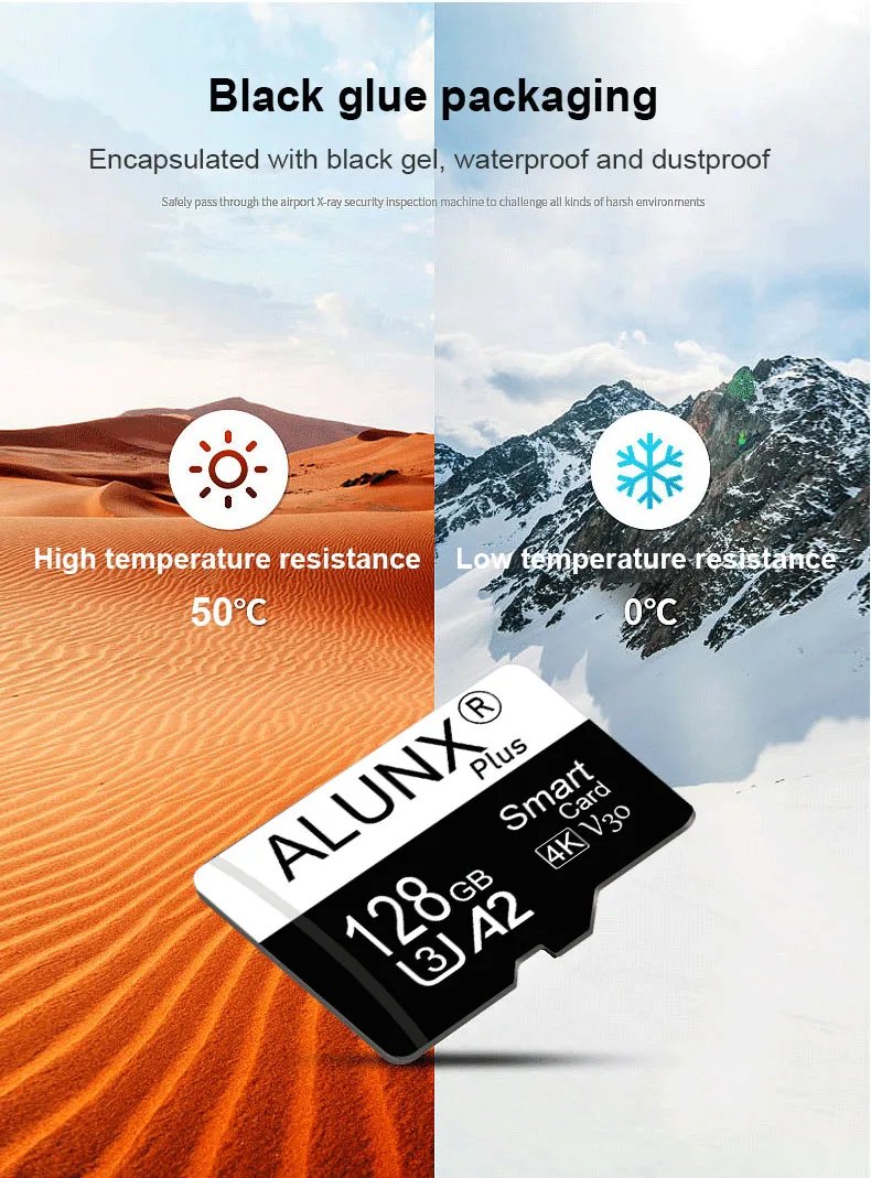 CLASS 10-U3 ALUNX Micro TF SD Card 128GB 64GB 32GB 16GB 8G Memory Card Flash Class 10 Support Mobile Phones UAV Etc Card Reader