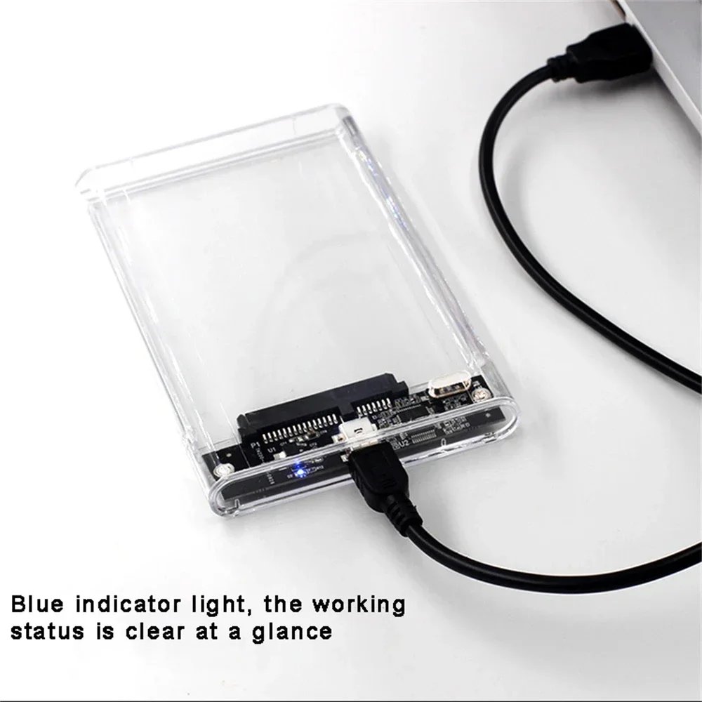 USB 3.0/Type C External Hard Drive Enclosure 2.5 Inch SATA to USB3.0 UASP Clear Portable Hard Drive Case HDD Tool-Free