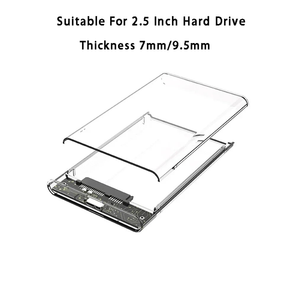 USB 3.0/Type C External Hard Drive Enclosure 2.5 Inch SATA to USB3.0 UASP Clear Portable Hard Drive Case HDD Tool-Free