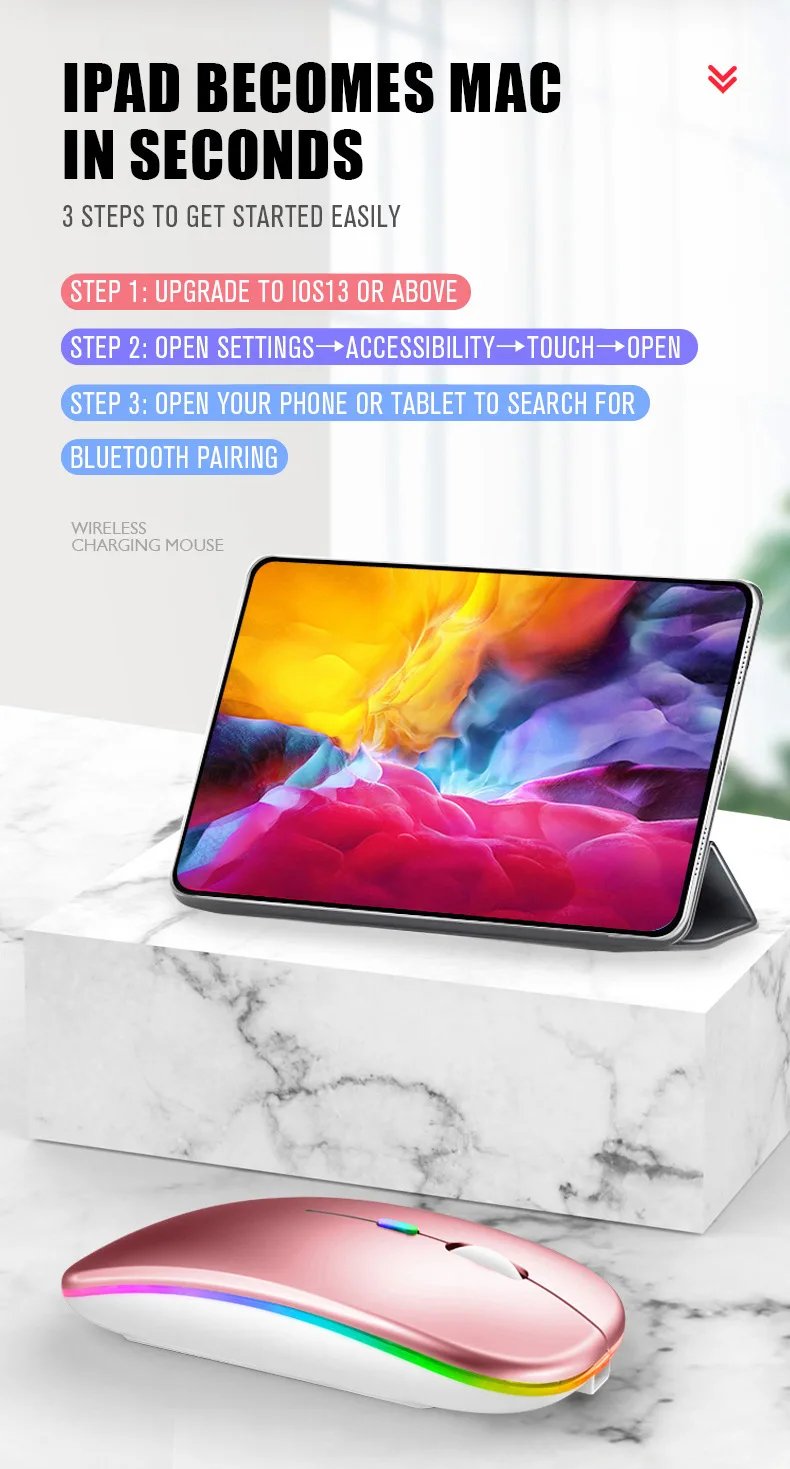 Tablet Phone Computer Bluetooth Wireless Mouse Rechargeable RGB Backlight Mice for iPad PC Laptop Tablet Phone 2.4GHz USB Mouse Tablet Phone Computer Bluetooth Wireless Mouse Rechargeable RGB Backlight Mice for iPad PC Laptop Tablet Phone 2.4GHz USB Mouse