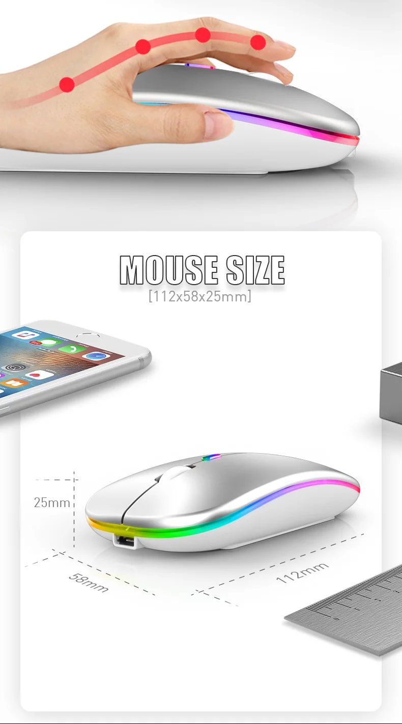 Tablet Phone Computer Bluetooth Wireless Mouse Rechargeable RGB Backlight Mice for iPad PC Laptop Tablet Phone 2.4GHz USB Mouse Tablet Phone Computer Bluetooth Wireless Mouse Rechargeable RGB Backlight Mice for iPad PC Laptop Tablet Phone 2.4GHz USB Mouse