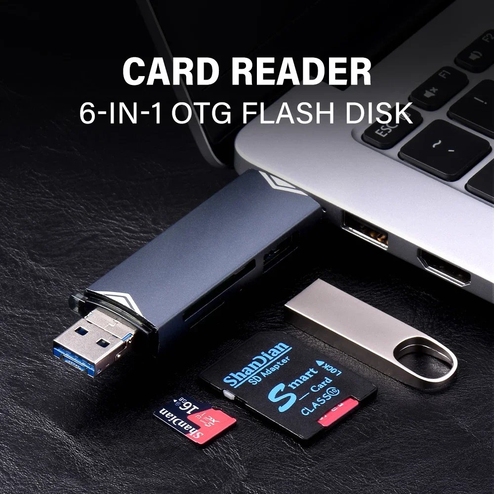 JASTER 6 In 1 Multifunction USB 3.0 Card Reader U Disk TYPE-C/Usb/Tf/Sd Flash Drive Memory Card for Adapter Phone Laptop Compute JASTER 6 In 1 Multifunction USB 3.0 Card Reader U Disk TYPE-C/Usb/Tf/Sd Flash Drive Memory Card for Adapter Phone Laptop Compute
