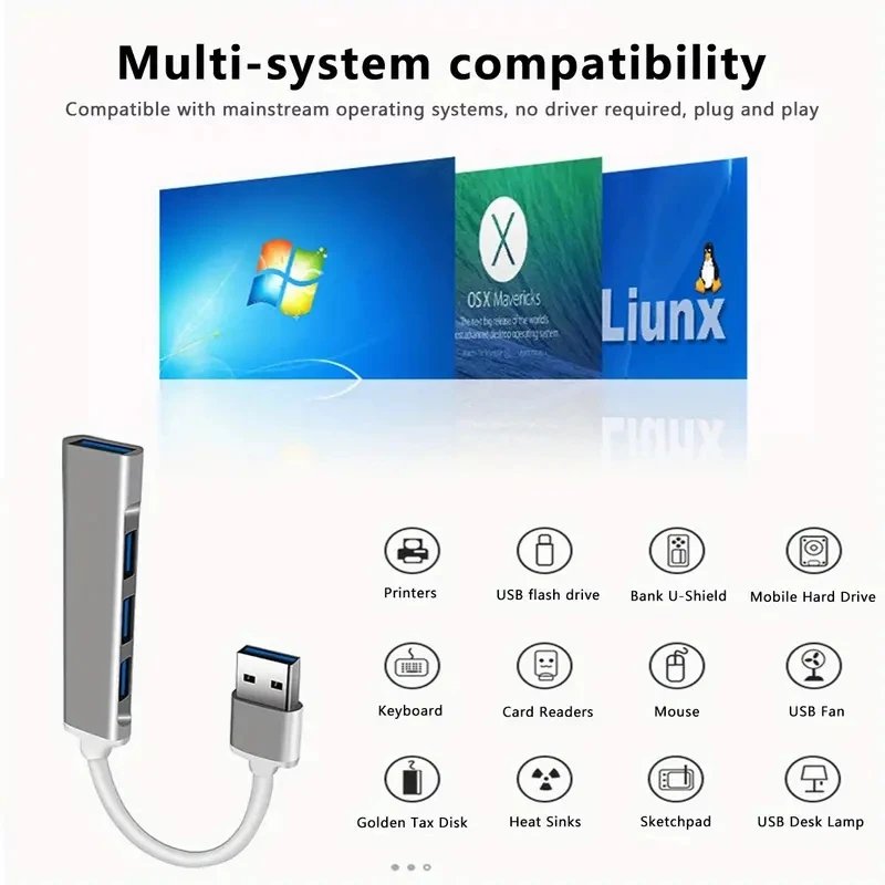 467 Mobile Phone Computer  One Drag Four Expanders High Speed Transmission USB Dock Multi Function Wire Divider