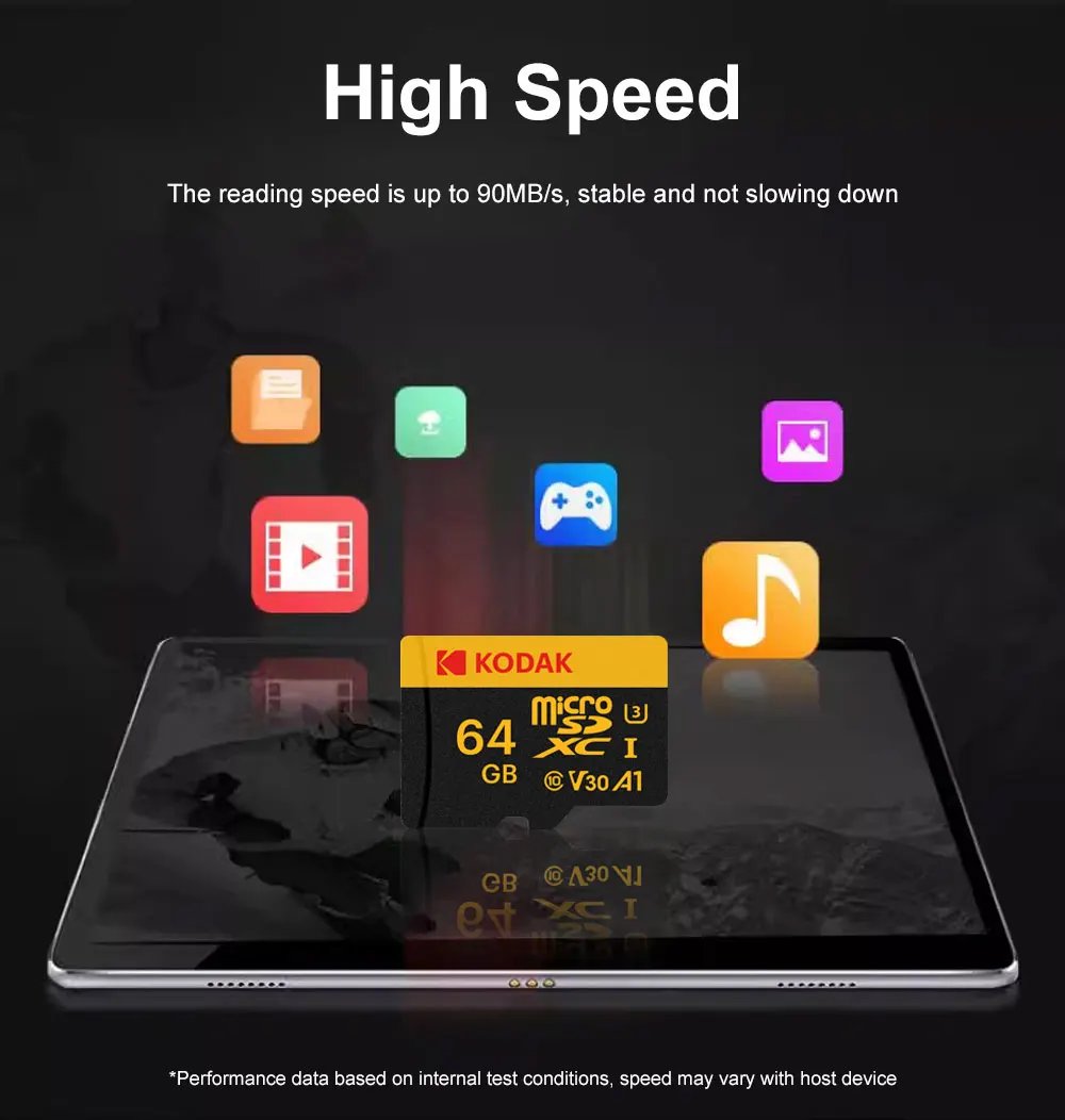 KODAK Micro SD 512GB 256GB Memory Card UP TO 100MB/s C10 U3 32GB 64GB 128GB TF Card 4K HD For USB Card Reader Adapter Microsd