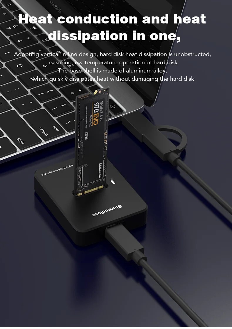 Blueendless External SSD Hard Disk M.2 ssd Enclosure 10G Online Reading Writing Speed SSD Case For M.2 SSD Docking Station