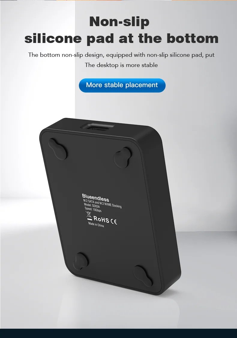 Blueendless External SSD Hard Disk M.2 ssd Enclosure 10G Online Reading Writing Speed SSD Case For M.2 SSD Docking Station