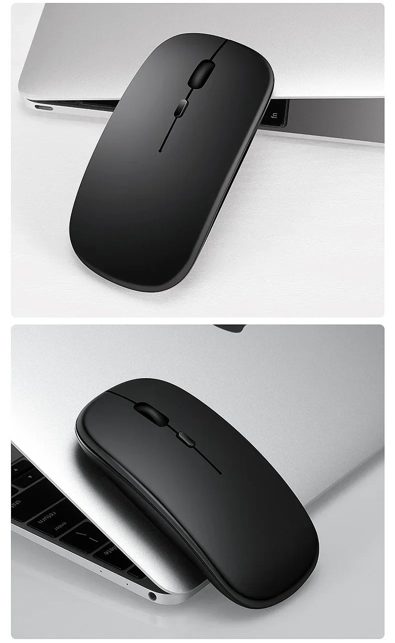 Wireless Mouse Slim Bluetooth-compatible 2.4G Computer Mice Portable Rechargeable/Battery Cordless Mouse for iPad Laptop Desktop